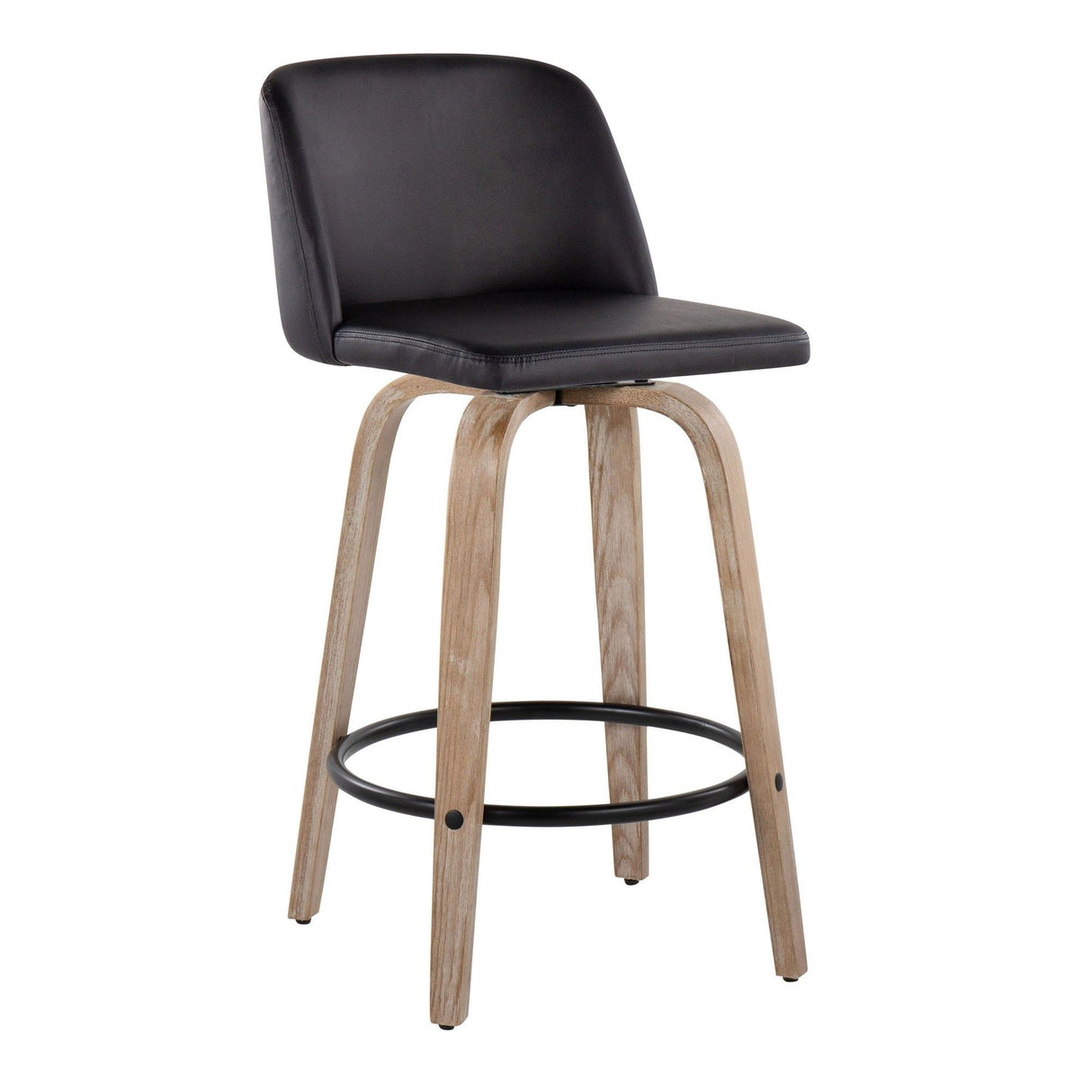 Toriano - 26" Fixed-Height Counter Stool (Set of 2) - Light Brown & Black Base