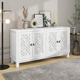 Large Storage Space Sideboard, 4 Door Buffet Cabinet With Pull Ring Handles For Living Room, Dining Room