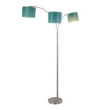 Willow - Trio Contemporary Floor Lamp - Nickel / Turquoise