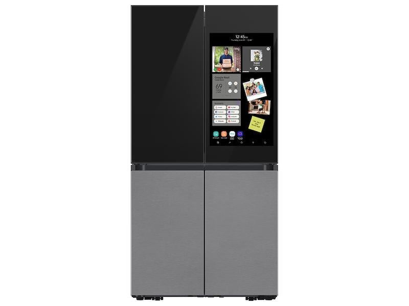 Bespoke Counter Depth 4-Door Flex(TM) Refrigerator (23 cu. ft.) with Family Hub(TM) + in Charcoal Glass Top and Stainless Steel Bottom Panels - (RF23CB9900QKAA)