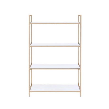 Ottey - Bookshelf - White High Gloss & Gold