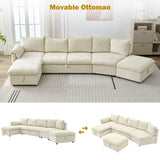 L-Shaped Sofa Sectional Sofa Couch Pull-Out Sofa Bed With A Movable Storage Ottoman, A Storage Chaise Lounge And Two USB Ports For Living Room