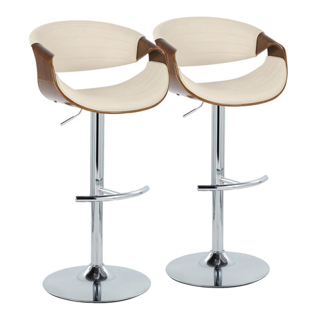 Symphony - Adjustable Barstool (Set of 2) - Chrome Base & Walnut Backrest