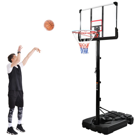 Portable Basketball Hoop Basketball System 6.6-10Ft Height Adjustment For Youth Adults LED Basketball Hoop Lights, Colorful Lights, Waterproof, Super Bright To Play At Night Outdoors, Good Gift For Kids - Black