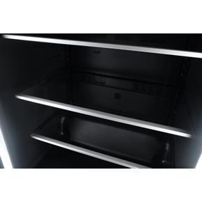 24" Noir Under Counter Glass Door Refrigerator, Left Swing