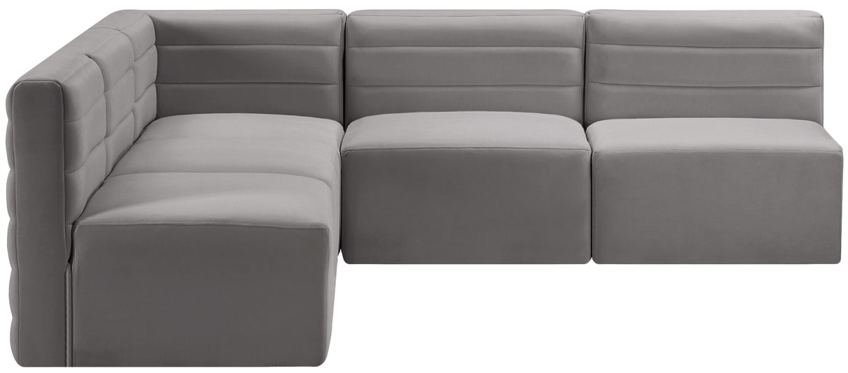 Quincy - Modular Sectional 5 Piece - Grey - Fabric - Modern & Contemporary