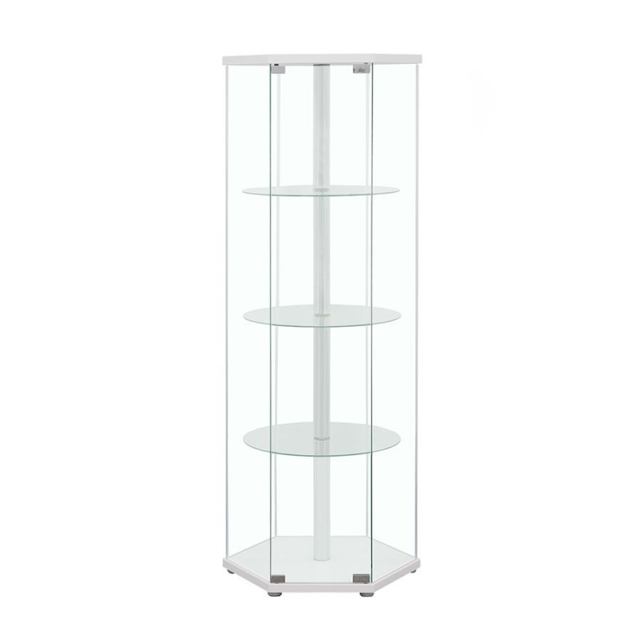 Zahavah - 4-shelf Hexagon Shaped Curio Cabinet