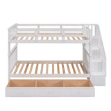 Stairway Twin Over Twin Bunk Bed With Three Drawers For Bedroom, Dorm