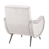 Rafael - Lounge Chair - Black Metal And Silver Velvet