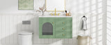 Elegant Floating Bathroom Vanity Sink And Cabinet Combo 1 Door And 2 Drawers - Green