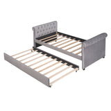 Upholstered Daybed With Trundle, Wood Slat Support