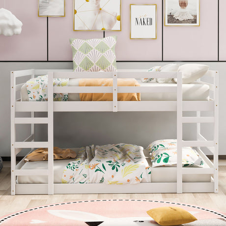 Full Over Full Bunk Bed With Ladder - White