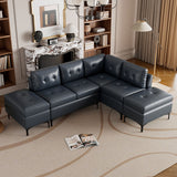 L-Shaped Corner Sofa Sectional Sofa Couch With Movable Storage Ottomans For Living Room