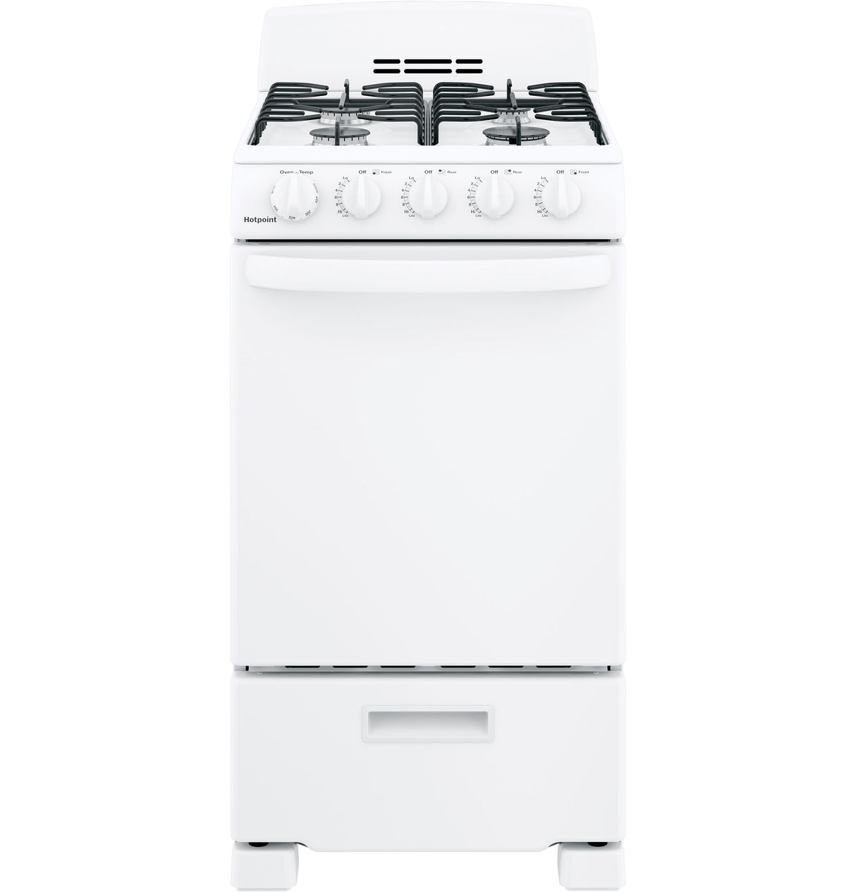 Hotpoint(R) 20" Front-Control Free-Standing Gas Range with Sealed Burners - (RGAS200DMWW)