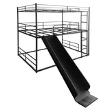 Twin Size House Loft Bed With Slide And Ladder - Black