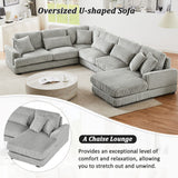 Oversized Sectional Sofa U - Shaped Sofa Couch Modern Sofa Upholstered In Soft Corduroy With A Chaise Lounge For Living Room