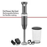 Cordless Variable Speed Hand Blender With Chopper And Whisk Attachment - Matte Charcoal Grey