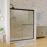 Traditional Sliding Shower Door With Clear Glass - Matte Black