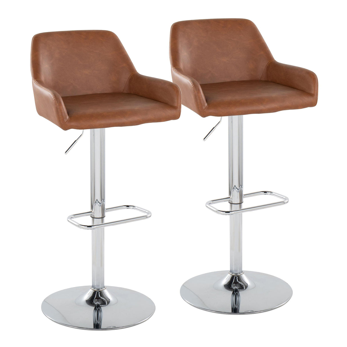 Daniella - Contemporary Adjustable Barstool With Swivel With Rounded Rectangle Footrest (Set of 2)