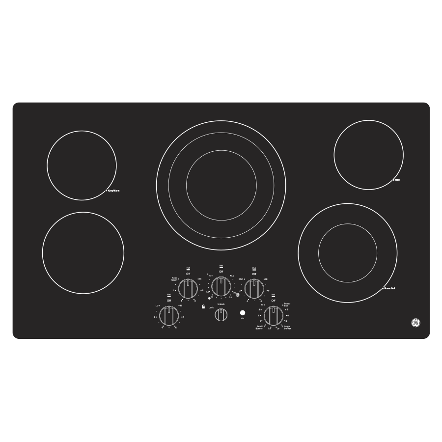 GE(R) 36" Built-In Knob Control Electric Cooktop - (JEP5036DTBB)