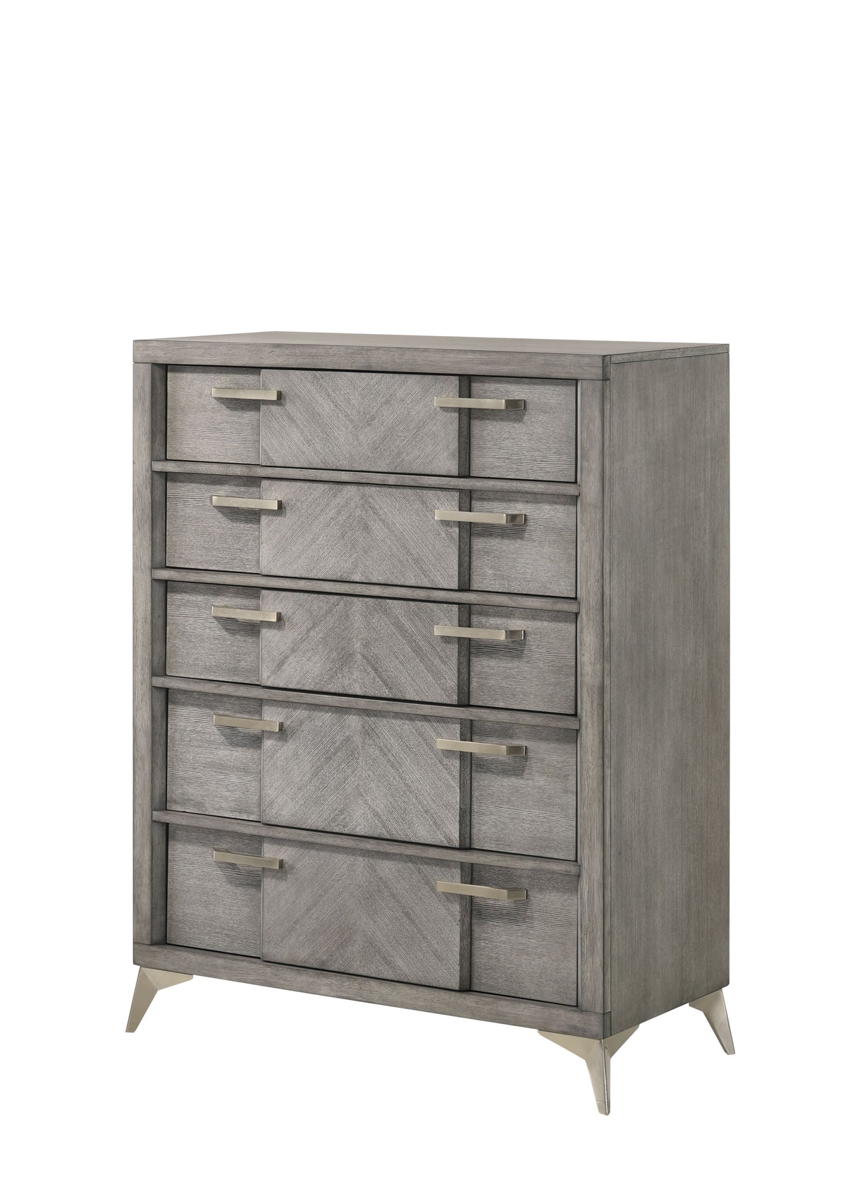 5 Drawer Chest Book Matched Veneers - Gray