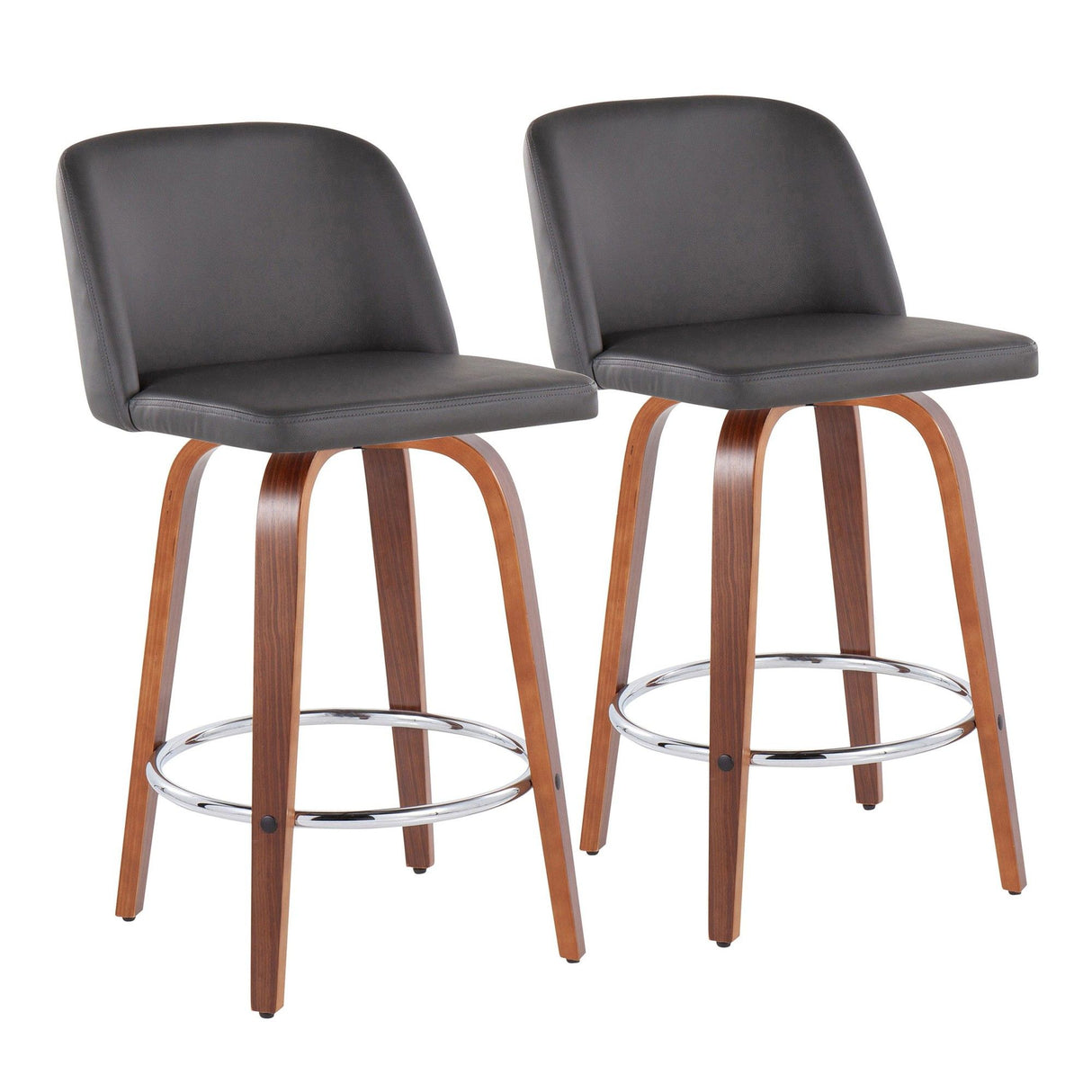 Toriano - Fixed - Height Counter Stool - Round Chrome Footrest (Set of 2)