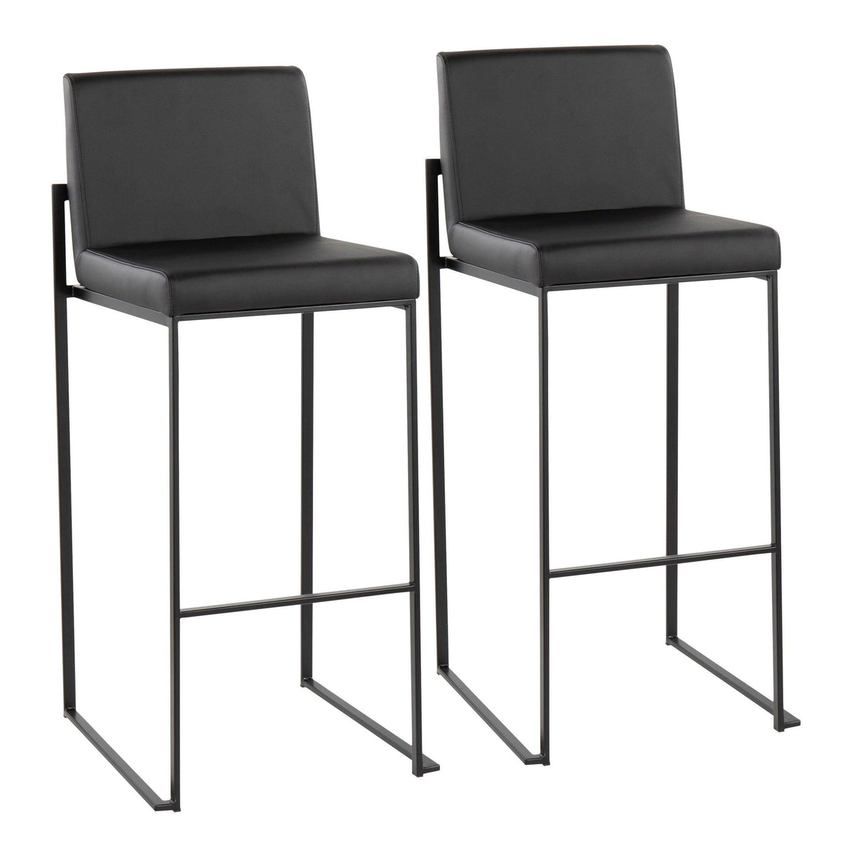 Fuji - High Back Barstool - Black Steel Legs