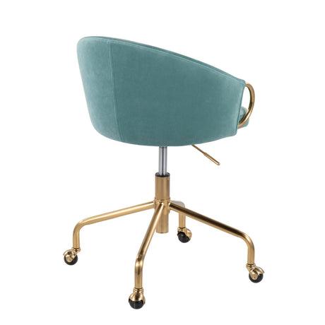 Claire - Task Chair - Gold Metal And Light Blue Velvet