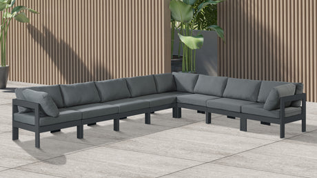 Nizuc - Outdoor Patio Modular Sectional 8 Piece - Grey - Fabric - Modern & Contemporary