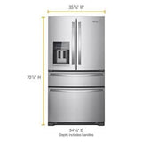 36" Wide French Door Refrigerator - 25 Cubic Feet - Fingerprint Resistant Stainless Steel - Pearl Silver