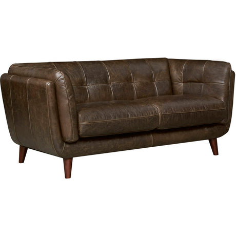 Solana - Waxy Pull Up Leather Loveseat - Dark Brown