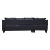 3 Piece Sofa With Left Chaise Lounge And Storage Ottoman, 2 Throw Pillows - Black