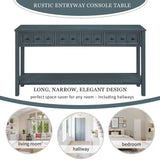 Rustic Entryway Console Table Long Sofa Table With Two Different Size Drawers And Bottom Shelf For Storage