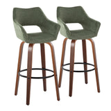 Mustang - 30" Fixed-Height Barstool With Swivel - Walnut Wood (Set of 2)