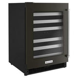 24" Undercounter Wine Cellar With Glass Door And Metal-Front Racks - Black