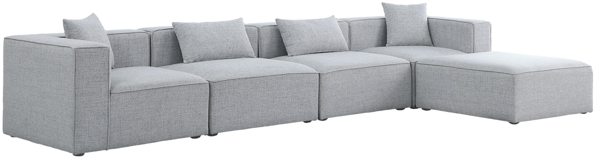 Cube - Modular Sectional 5 Piece - Gray - Fabric