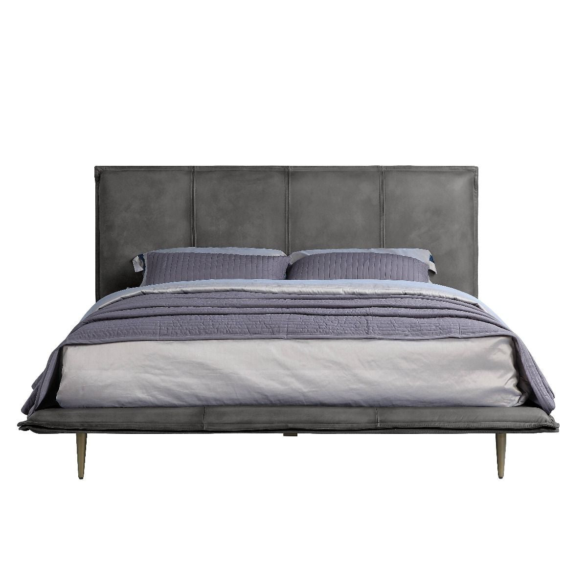 Metis - Eastern King Bed - Gray Top Grain Leather