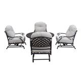 5 Piece Cast Aluminum Chat Fire Pit Set With Cushion