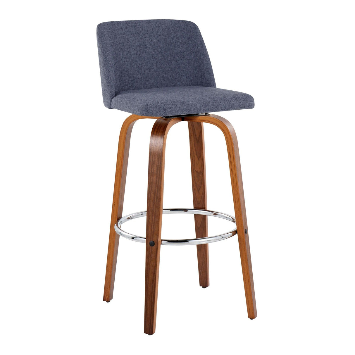 Toriano - 30" Fixed-Height Barstool (Set of 2) - Walnut & Chrome Base