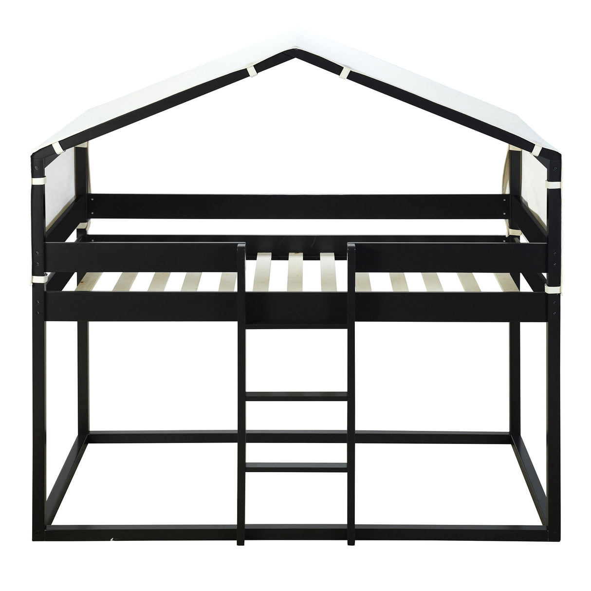 Twin Over Twin Bunk Bed Wood Bed With Tent - Espresso