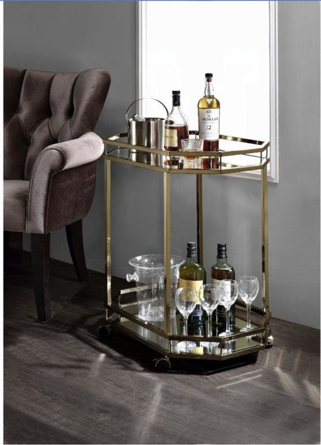 Lacole - Mirrior Serving Cart - Champagne