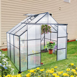 Double Door Polycarbonate Greenhouse Raised Base And Anchor Aluminum Heavy Duty Walk In Greenhouses For Outdoor Backyard In All Season