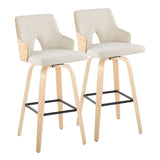 Stella - 30" Fixed-Height Barstool (Set of 2) - Natural & Black Base