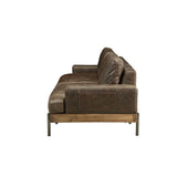 Silchester - Sofa - Oak & Distress Chocolate Top Grain Leather