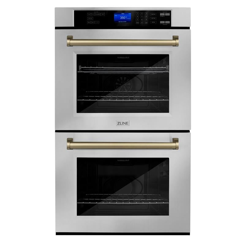 ZLINE 30" Autograph Edition Double Wall Oven with Self Clean and True Convection in Stainless Steel (AWDZ-30) [Color: Champagne Bronze] - (AWDZ30CB)