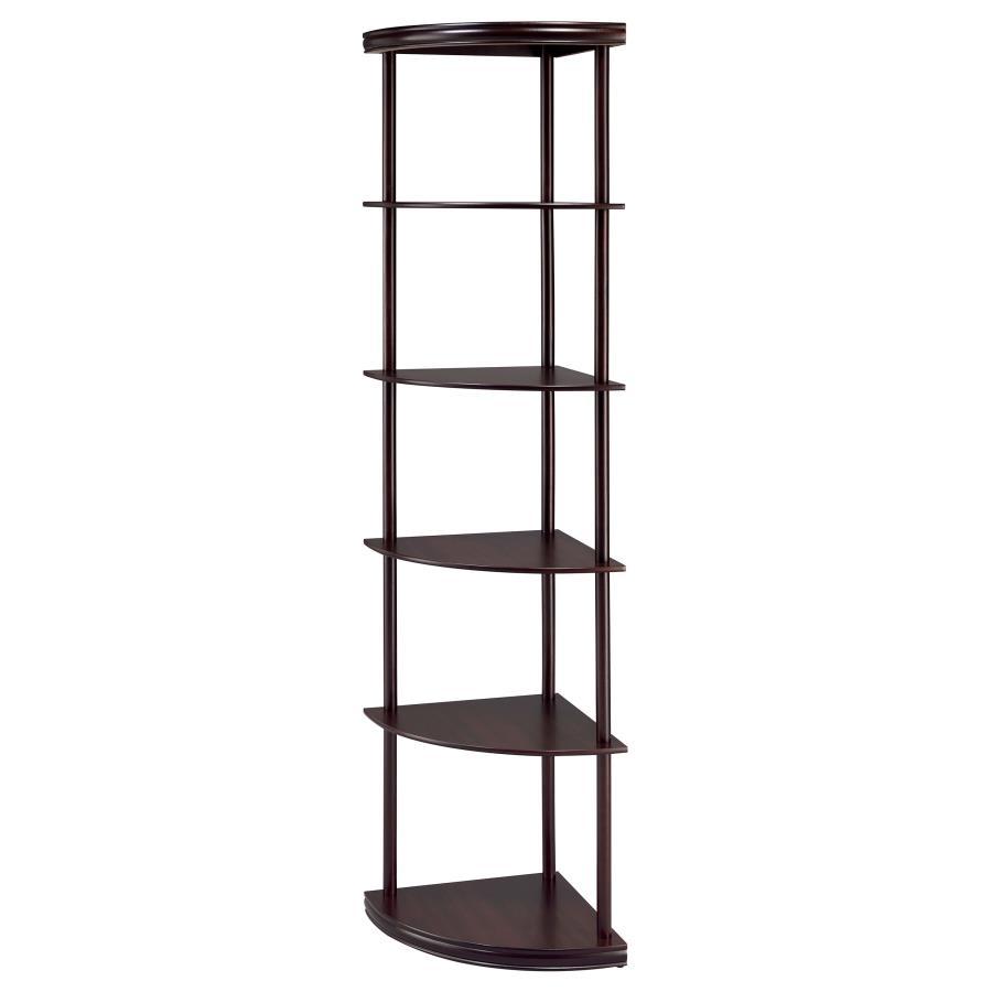 Bonwick - 5-Shelf Corner Bookshelf - Cappuccino