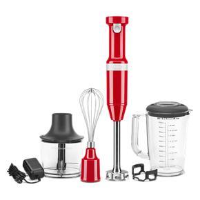 Cordless Variable Speed Hand Blender With Chopper And Whisk Attachment - Passion Red