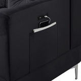 Chloe - Velvet Sectional Sofa Chaise With USB Charging Port