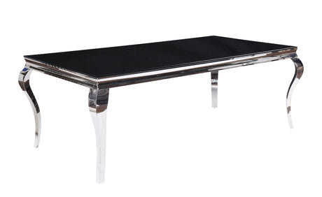 Fabiola - Dining Table - Stainless Steel & Black Glass