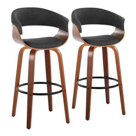 Vintage Mod - 30" Fixed-Height Barstool (Set of 2) - Black Footrest